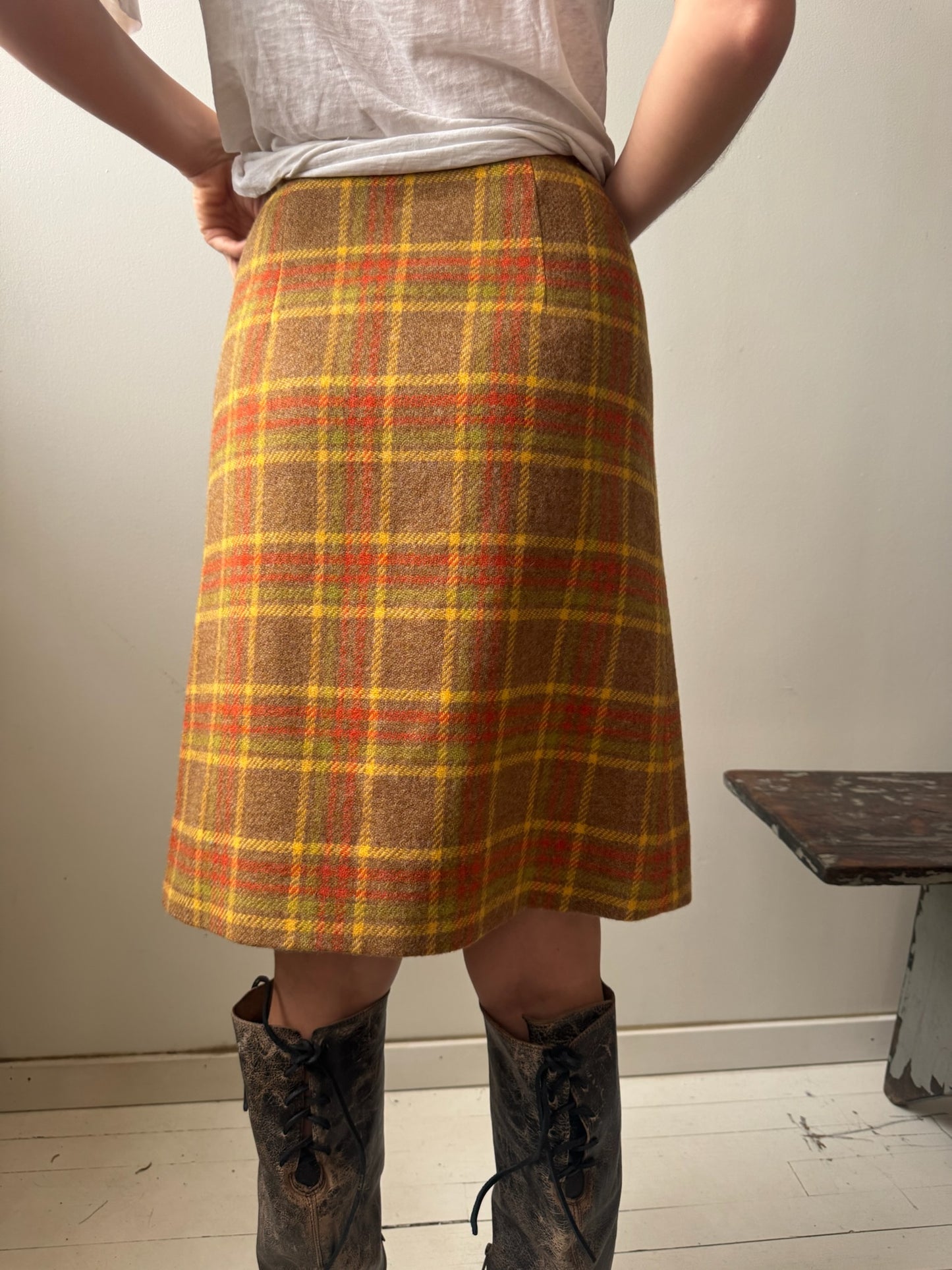 Wool Plaid Skirt