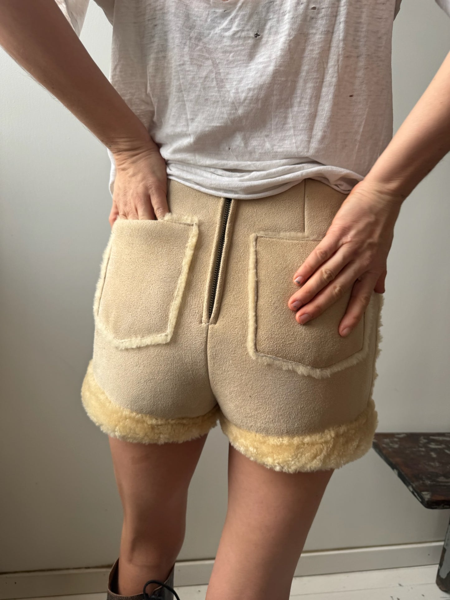 Shearling Micro Shorts