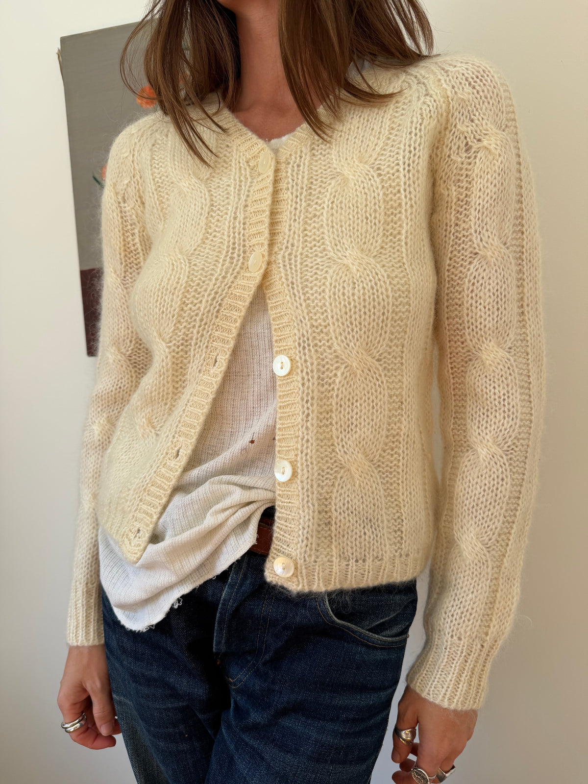 Cream Mohair Cardigan