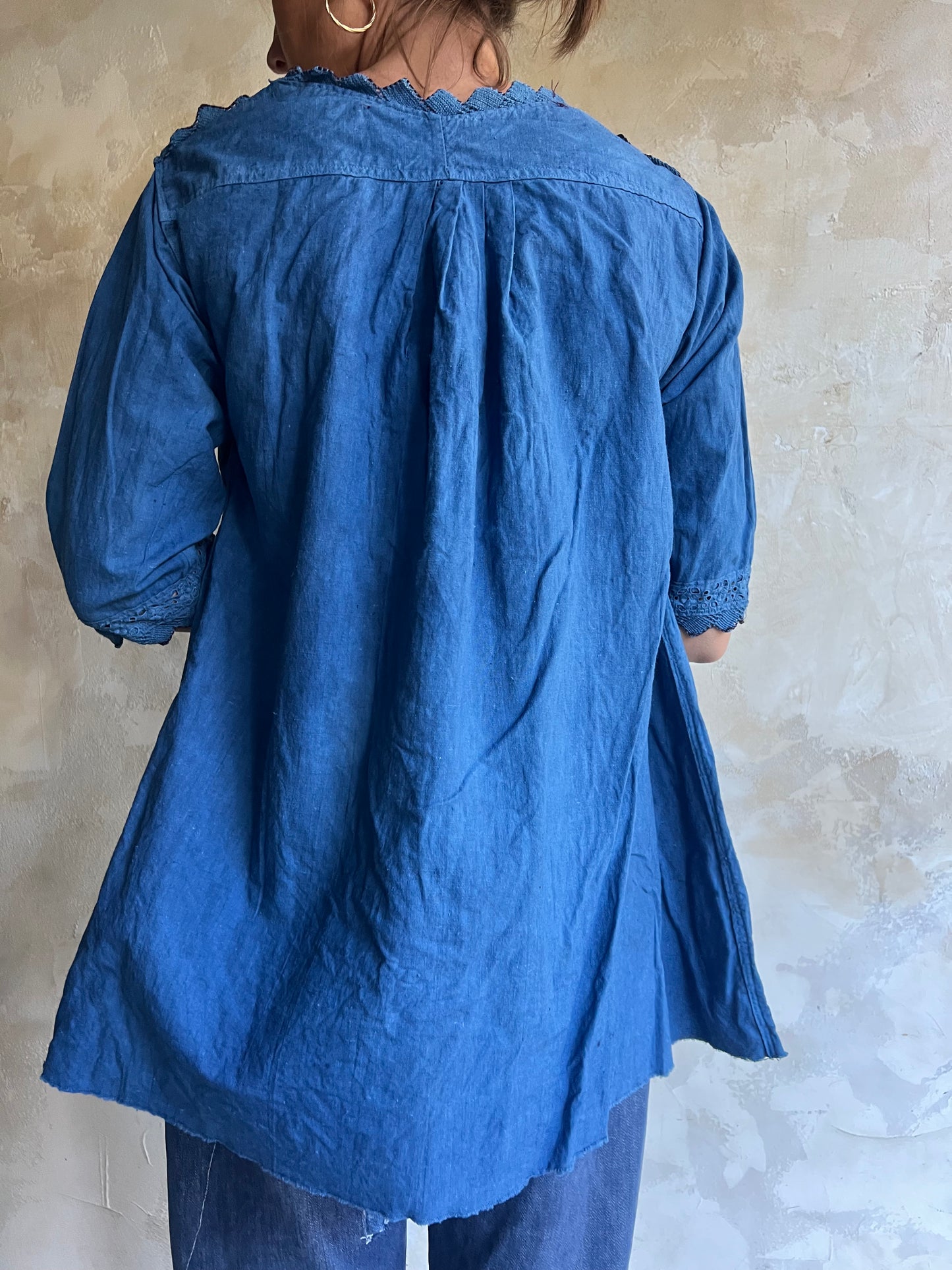 Dark Indigo Dyed Linen Blouse