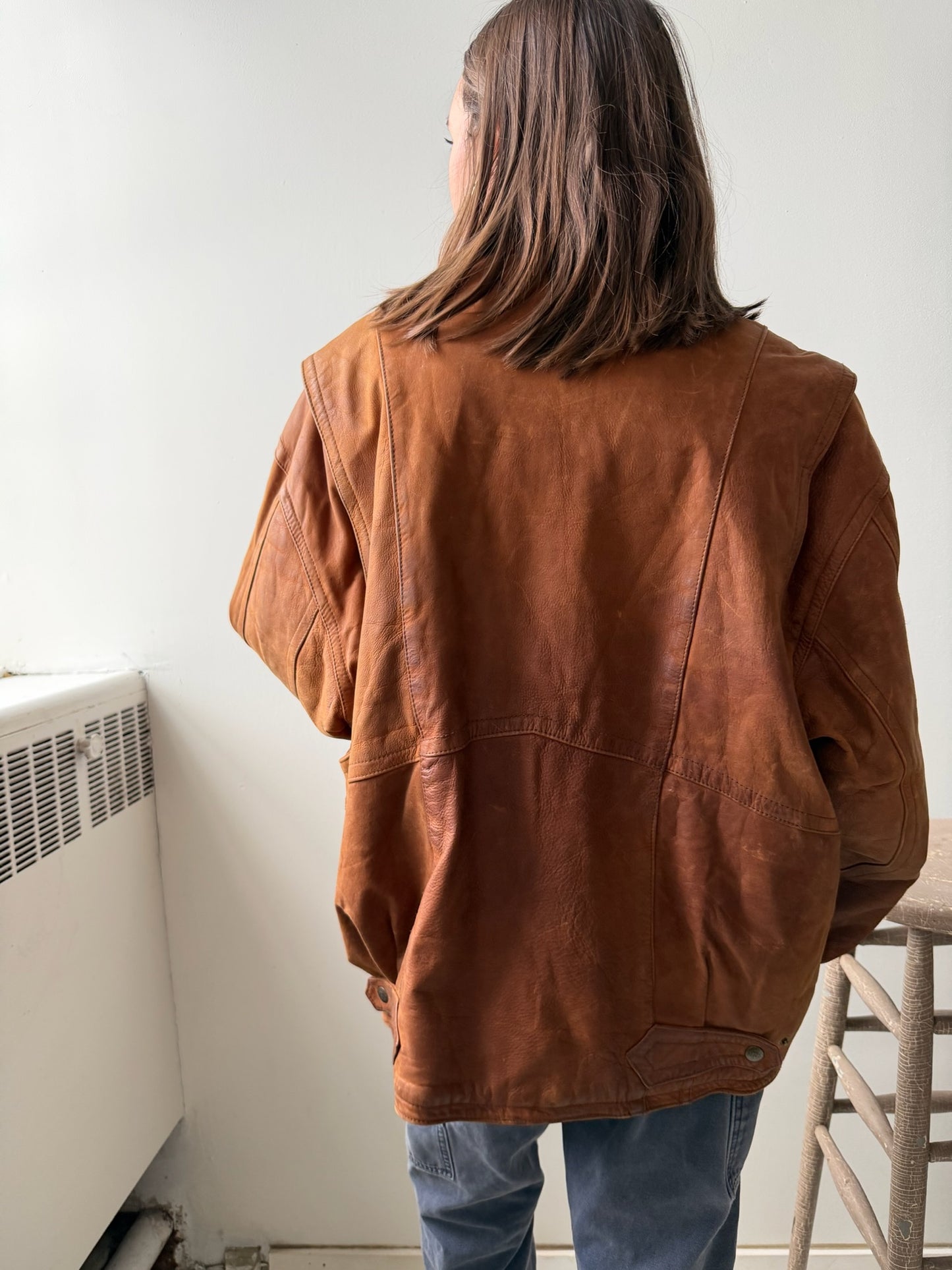 Cognac Brown Leather Jacket