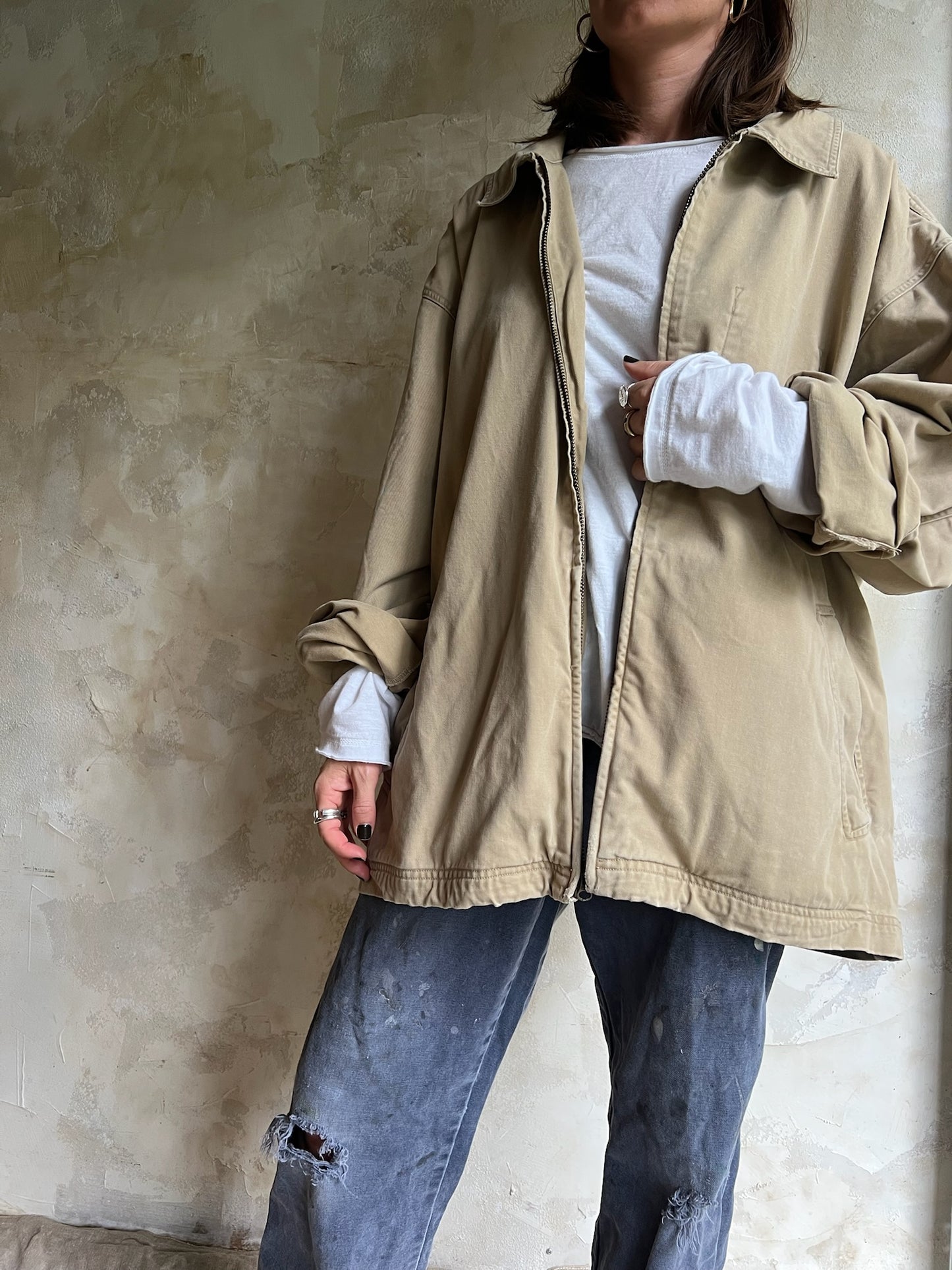 Khaki Zip Up Jacket
