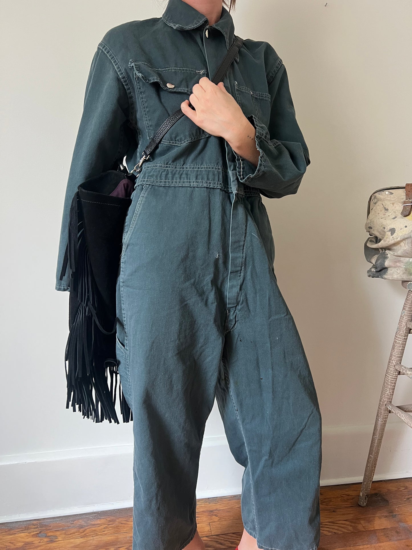 Black Suede Fringe Purse