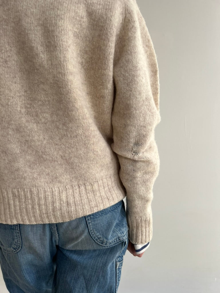 Oatmeal Vneck Wool Sweater