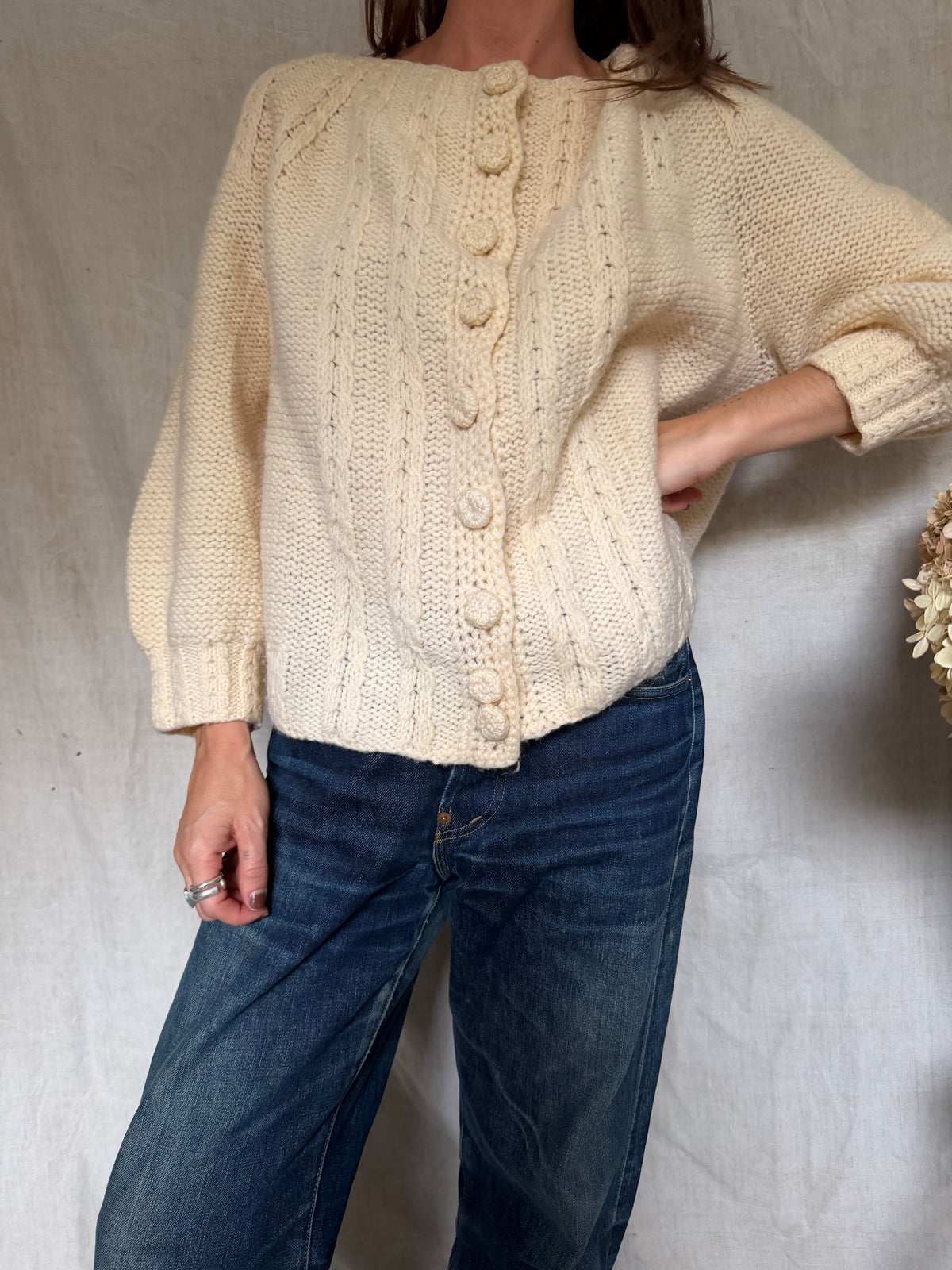Handmade Cream Knit Cardigan