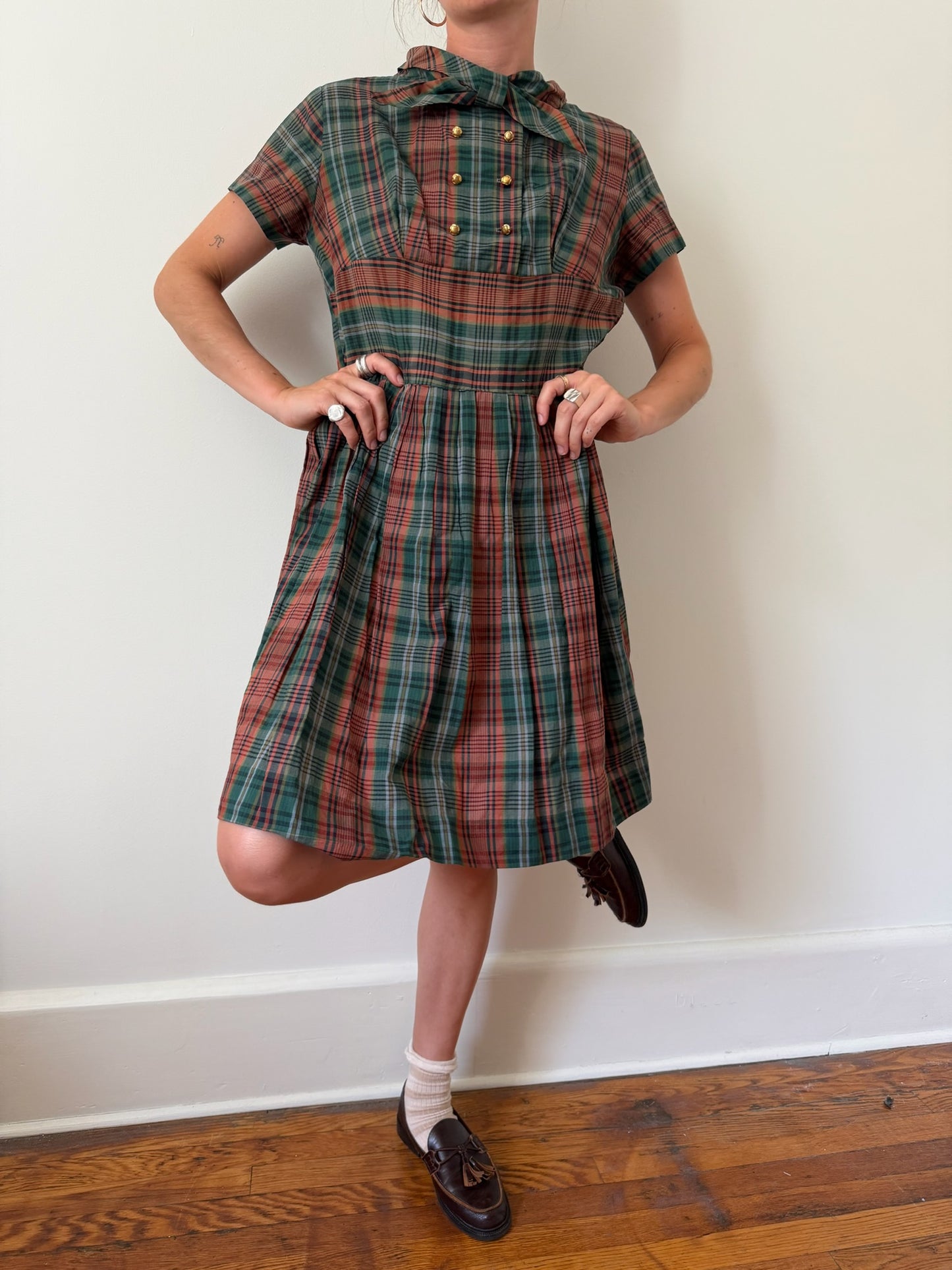 Orange and Green Plaid Dress