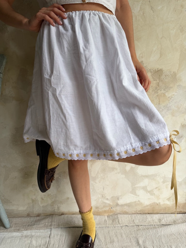 Reworked Skirt with Marigold Bow