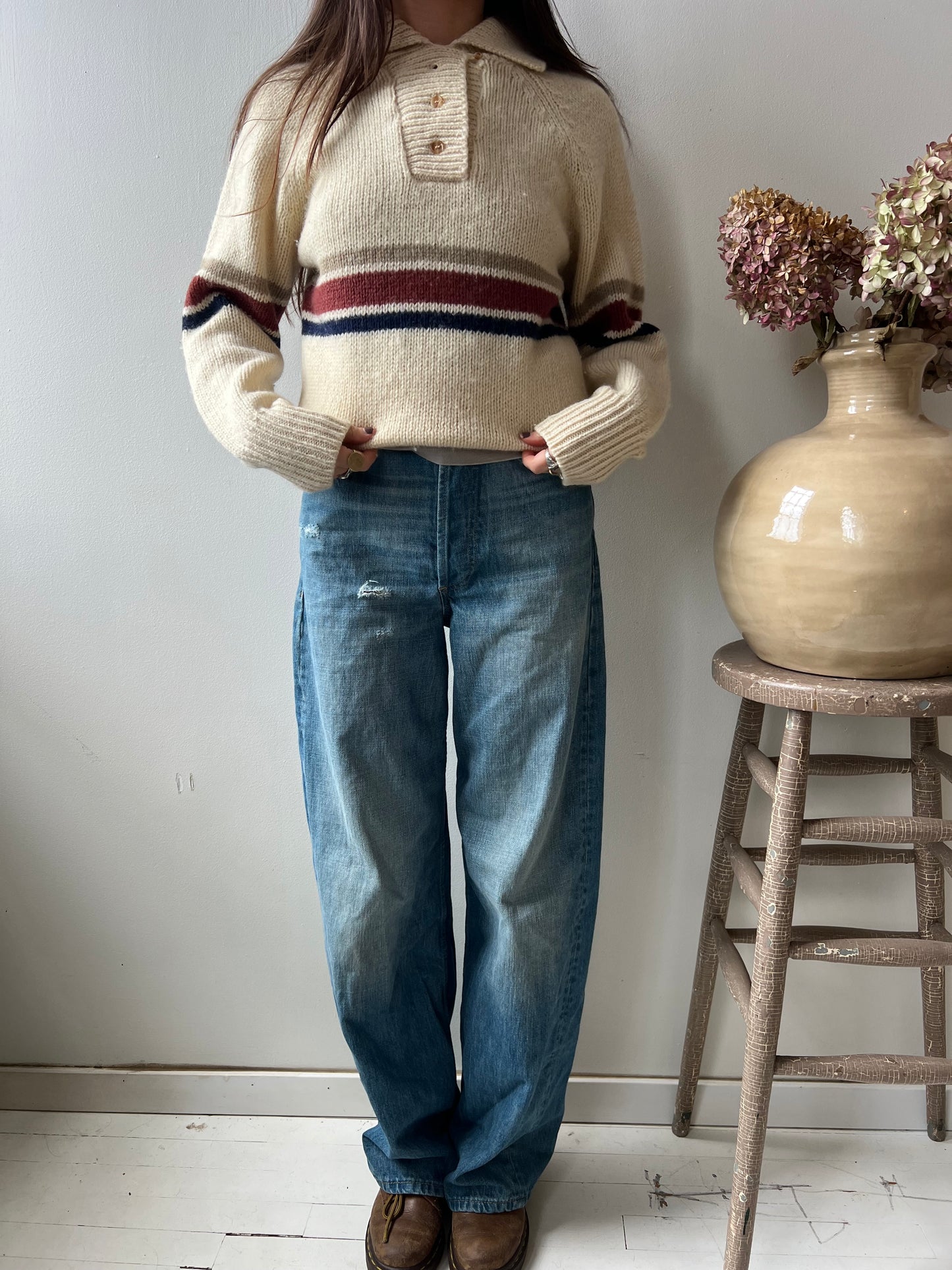 Cream Striped Sweater