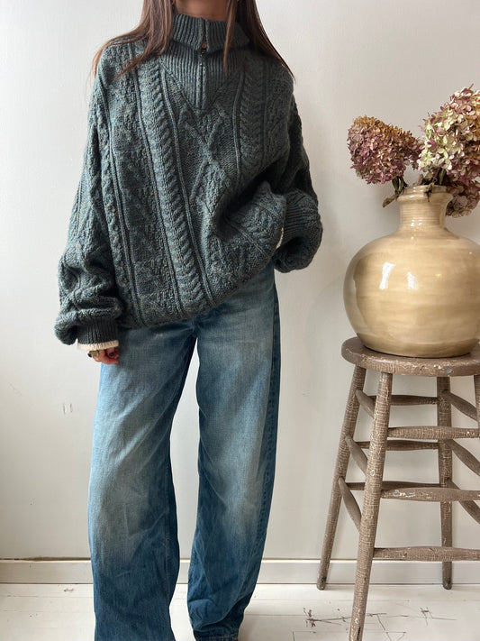 Green Speckled Wool Turtleneck