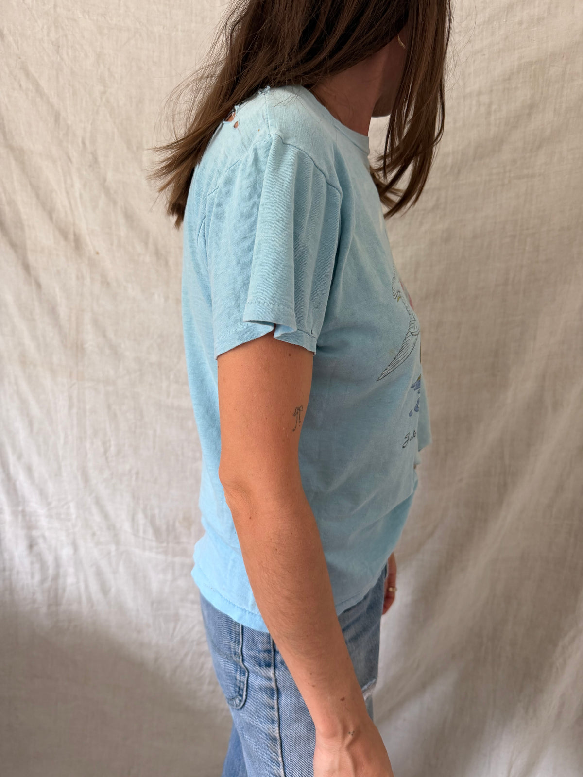 Sun bleached and Faded Baby Blue Tee