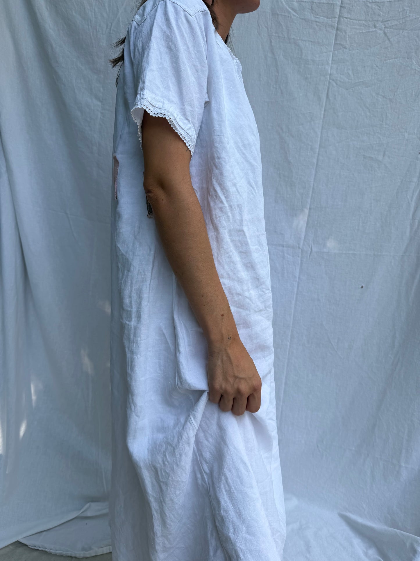 Antique Italian White Linen Smock