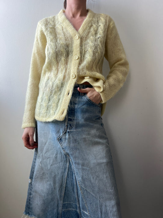 Baby Yellow Mohair Cardigan