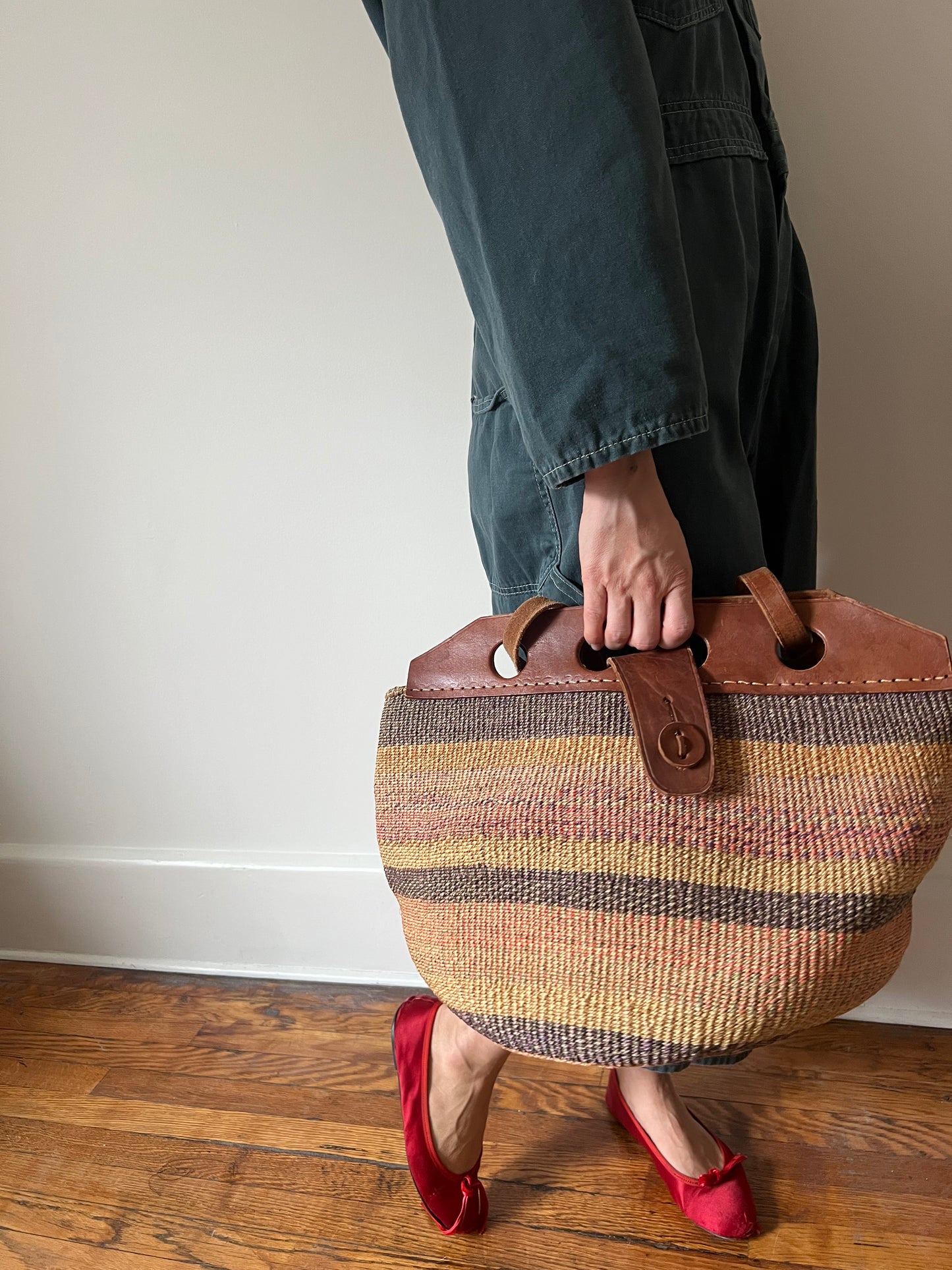 Woven Striped Market Bag