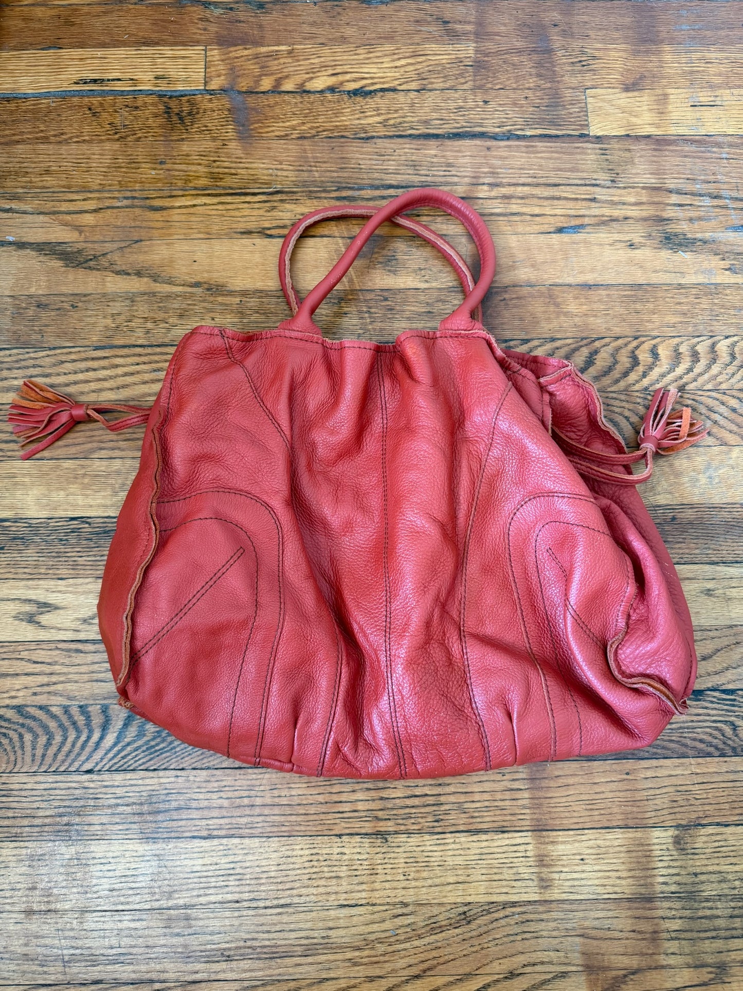 Bright Burnt Orange Tassled Purse
