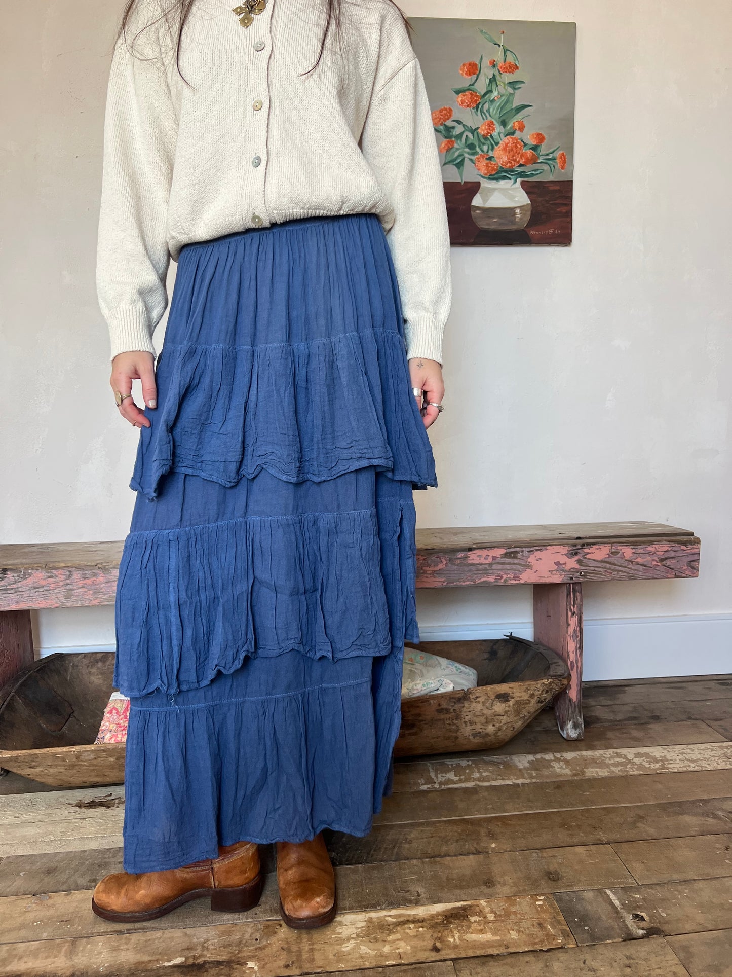 Oaxacan Indigo Ruffle Skirt