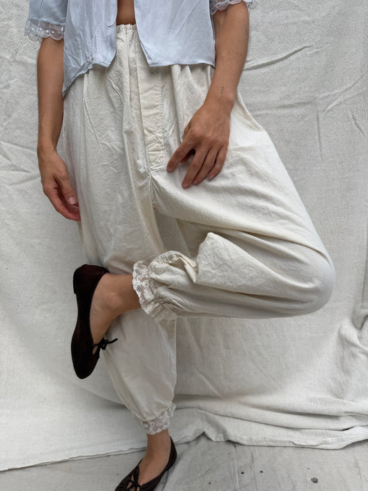 Cream Cotton Bloomer Pants