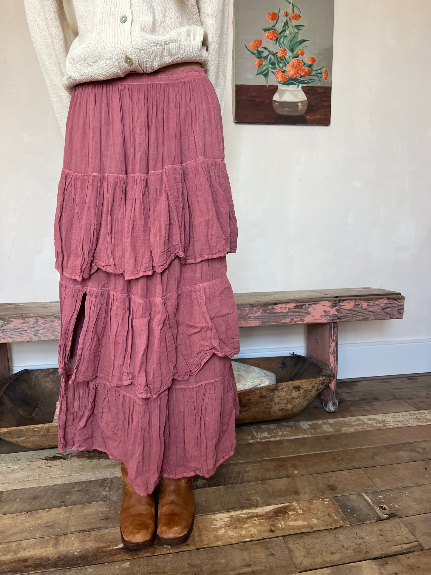 Oaxacan Raspberry Ruffle Skirt