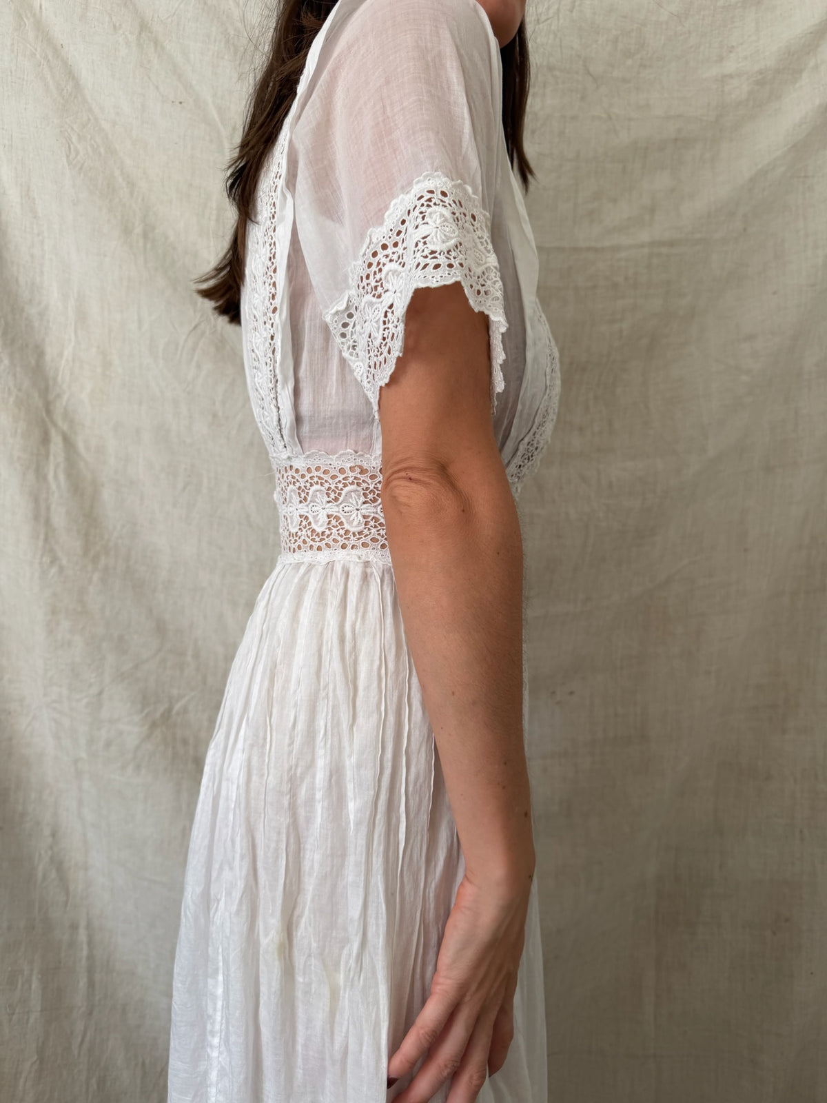Edwardian White Cotton Tea Dress