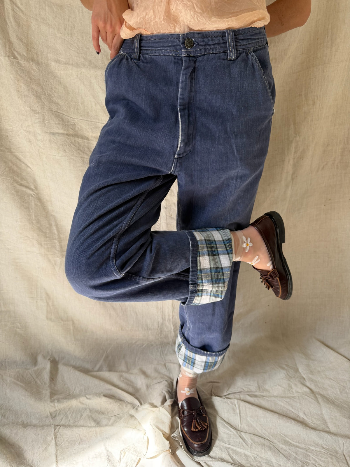 Plaid Lined Indigo Denim