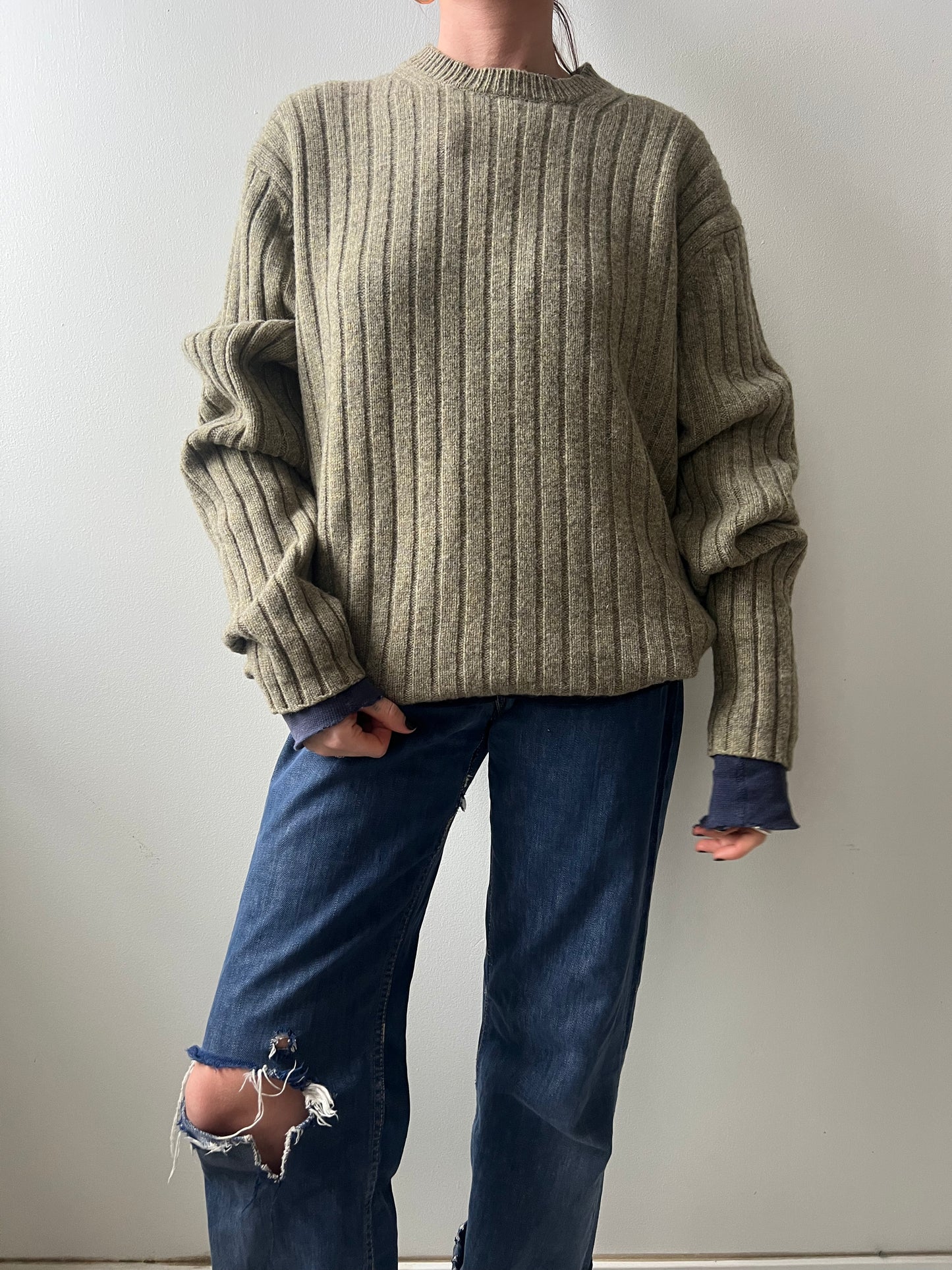 Ribbed Sage Green Sweater