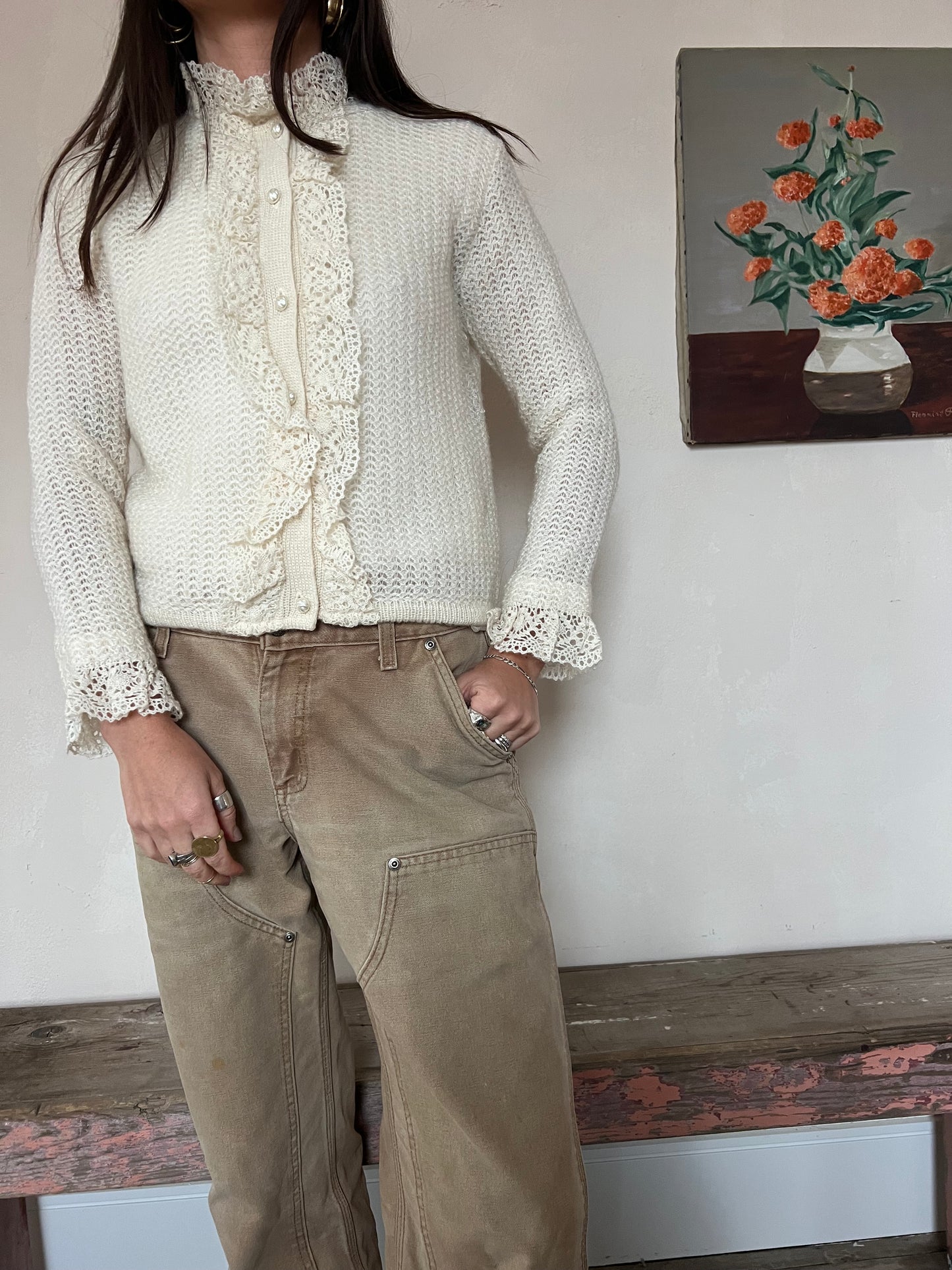 1960s Lace Trim Cardigan