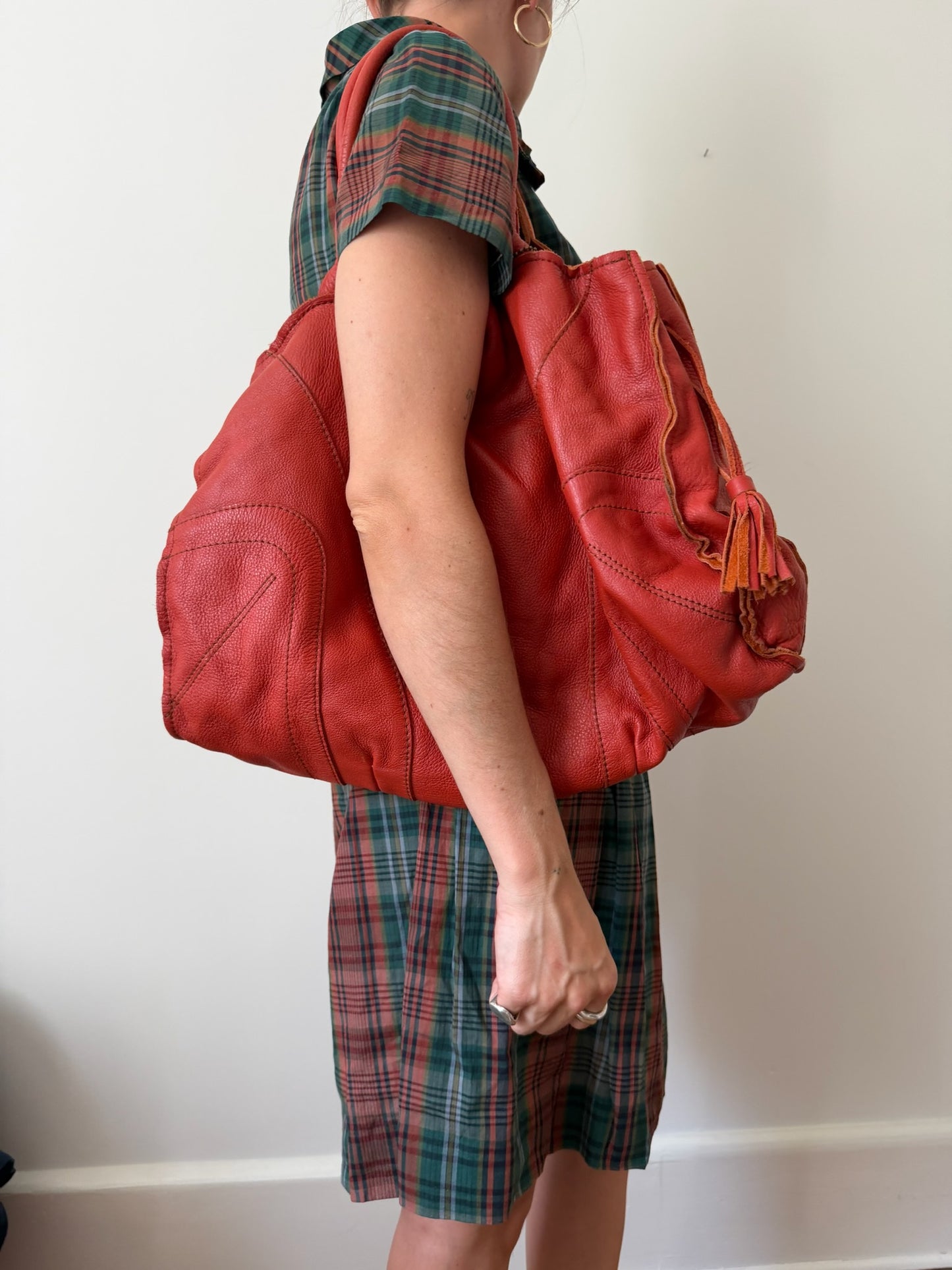 Bright Burnt Orange Tassled Purse