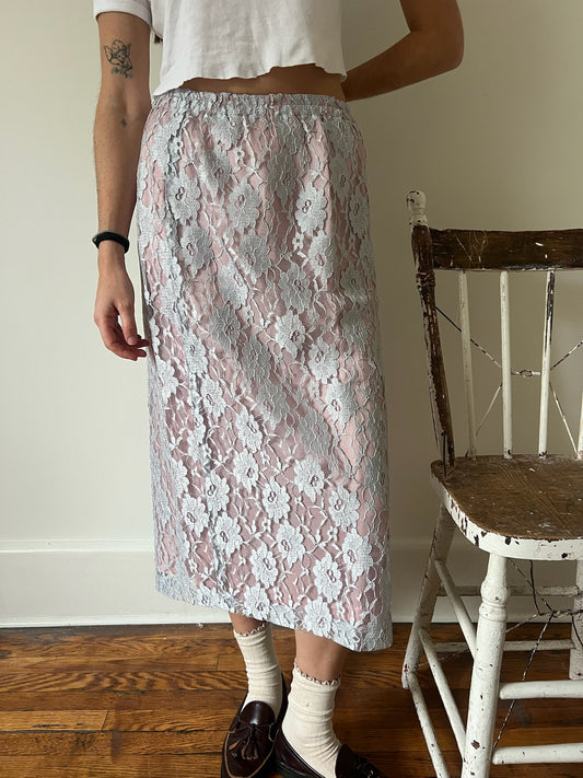 Blue Grey Lace Skirt