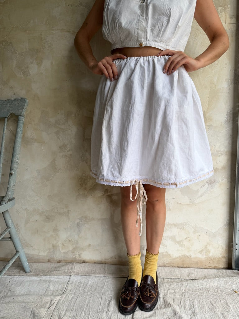 Reworked Skirt with Blush Silk Bow