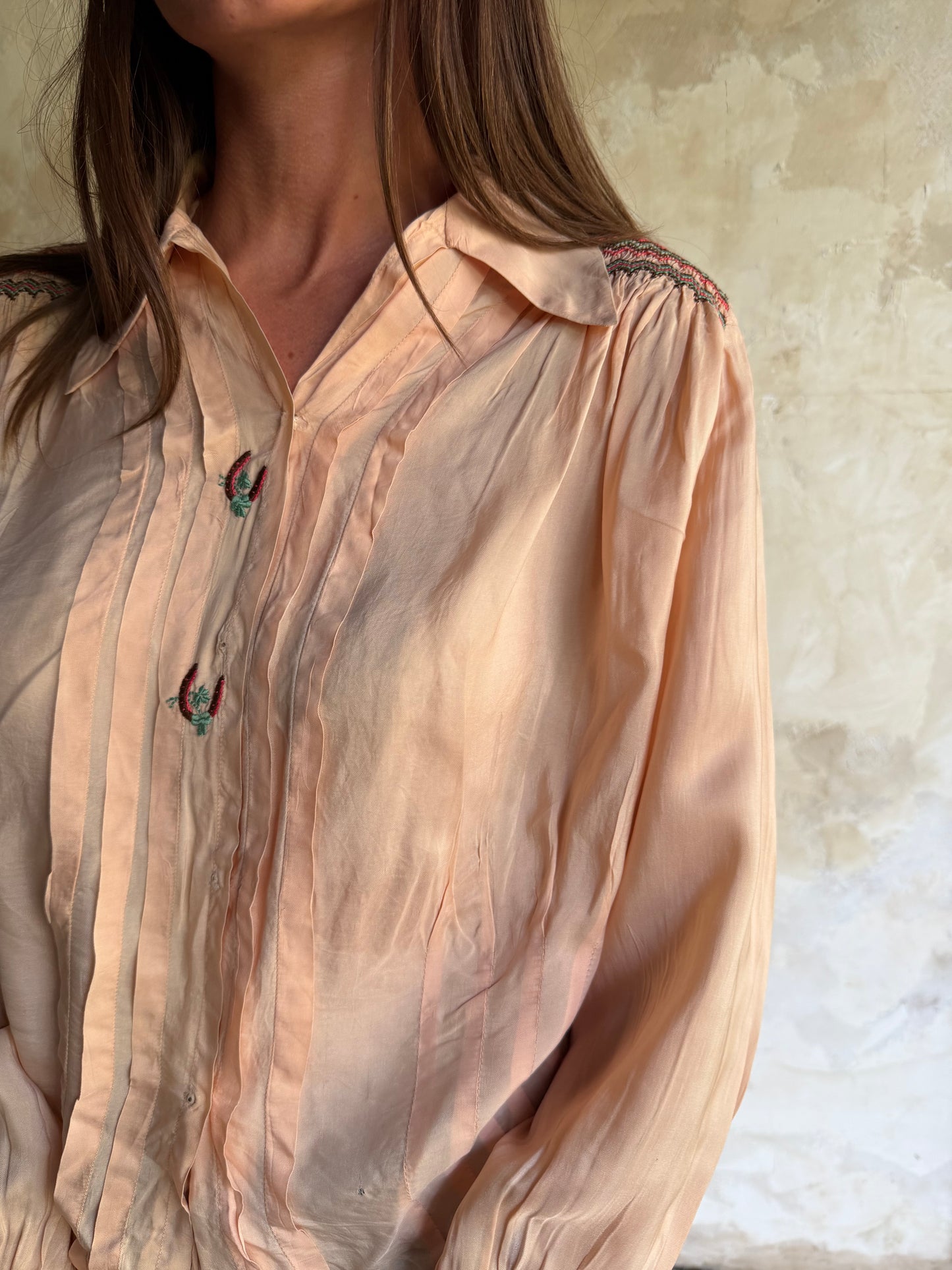 Antique Peachy Silk Blouse