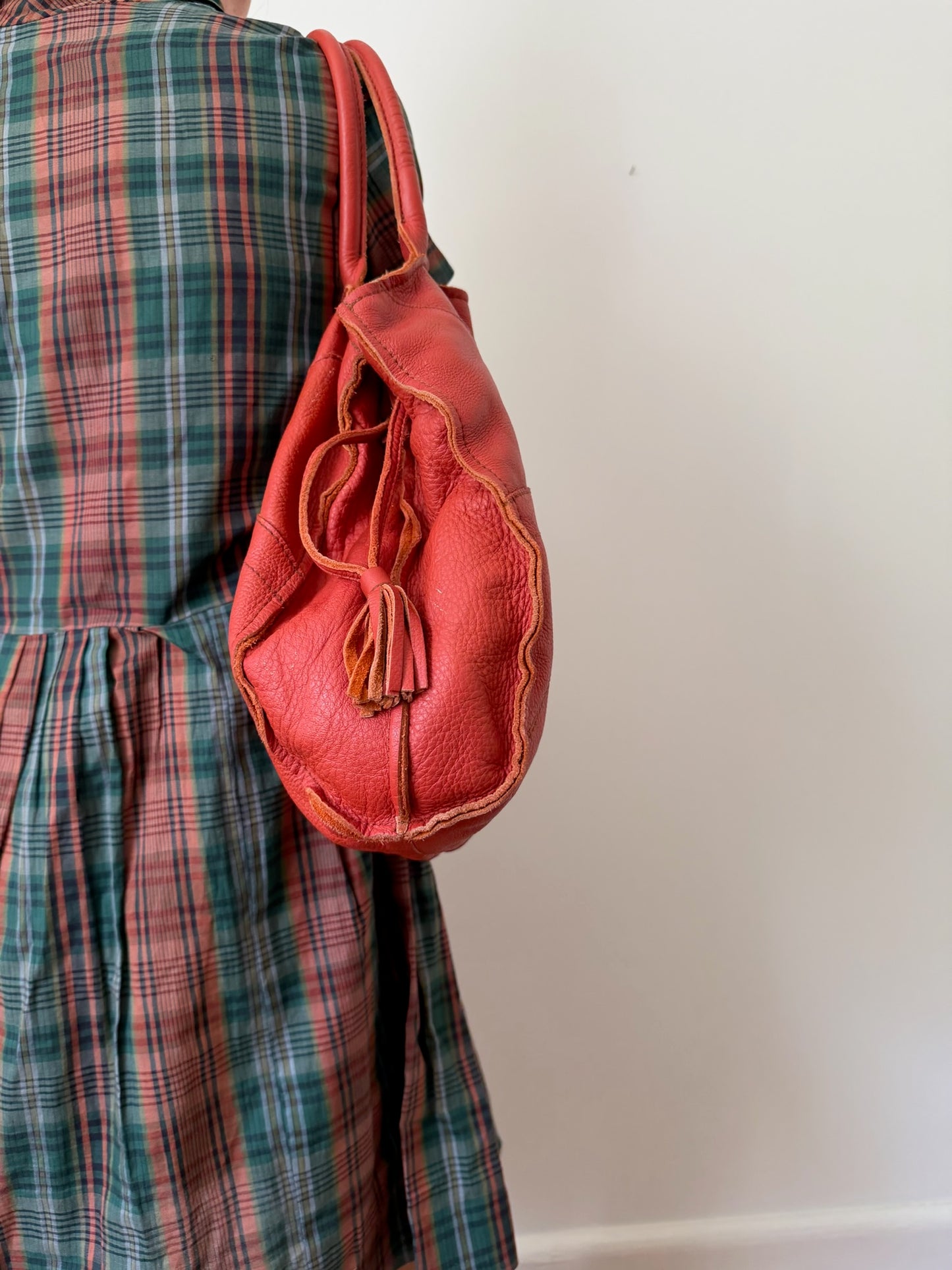 Bright Burnt Orange Tassled Purse