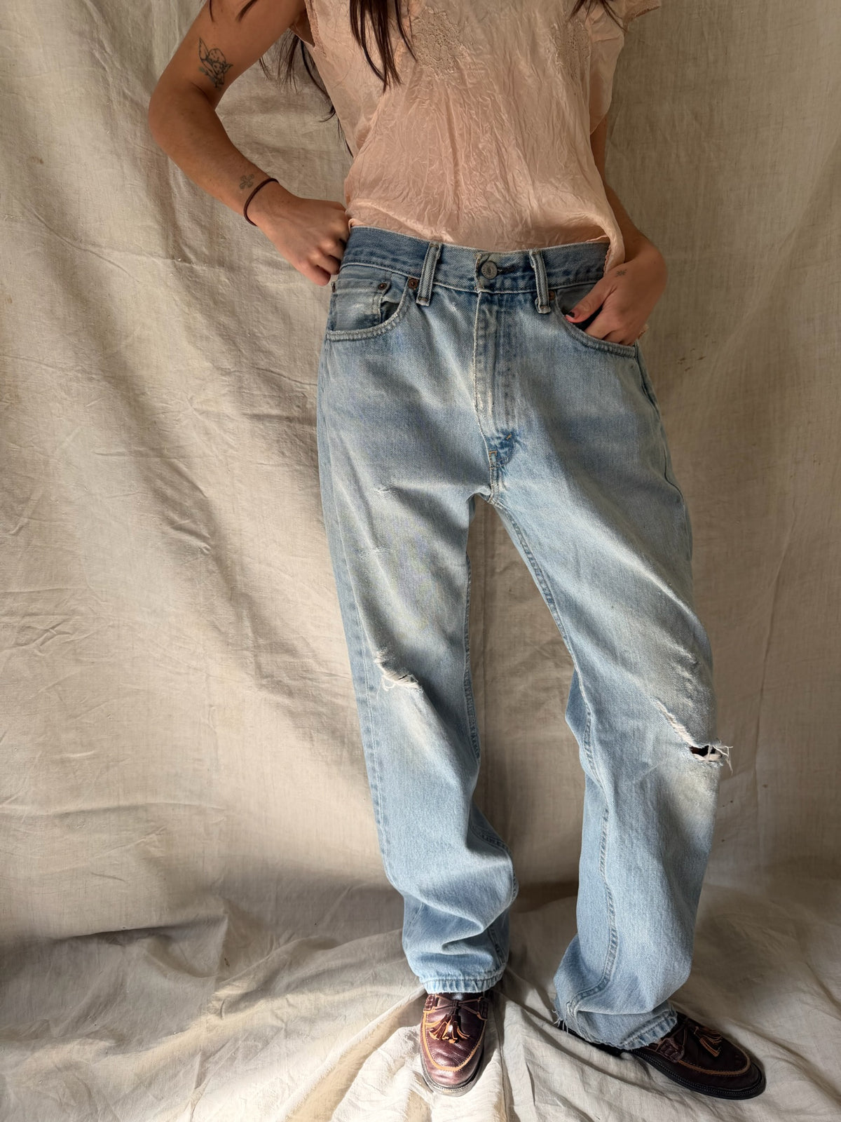 Distressed Light-Wash Levi’s 505
