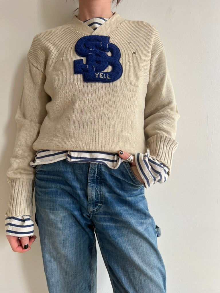 Suuuper Distressed Wool Varsity Sweater