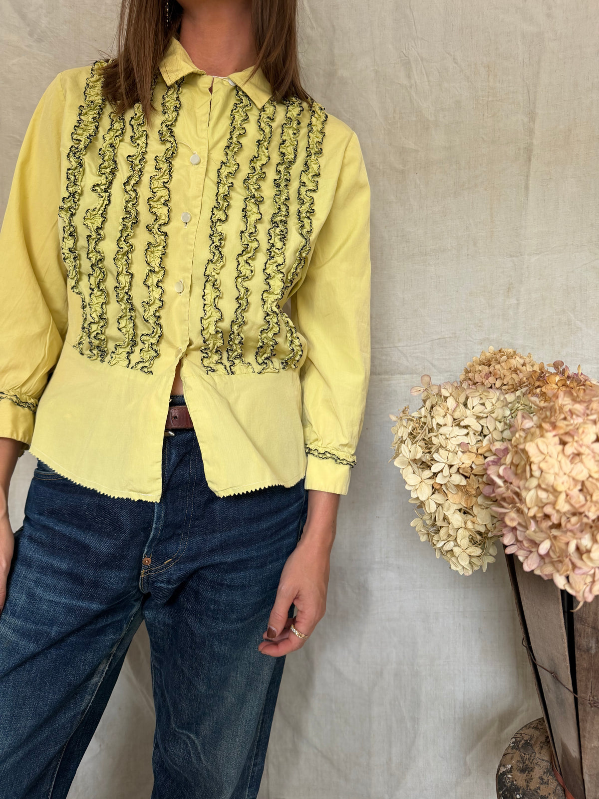 Yellow Tuxedo Blouse