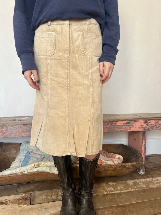 Beige Suede Skirt