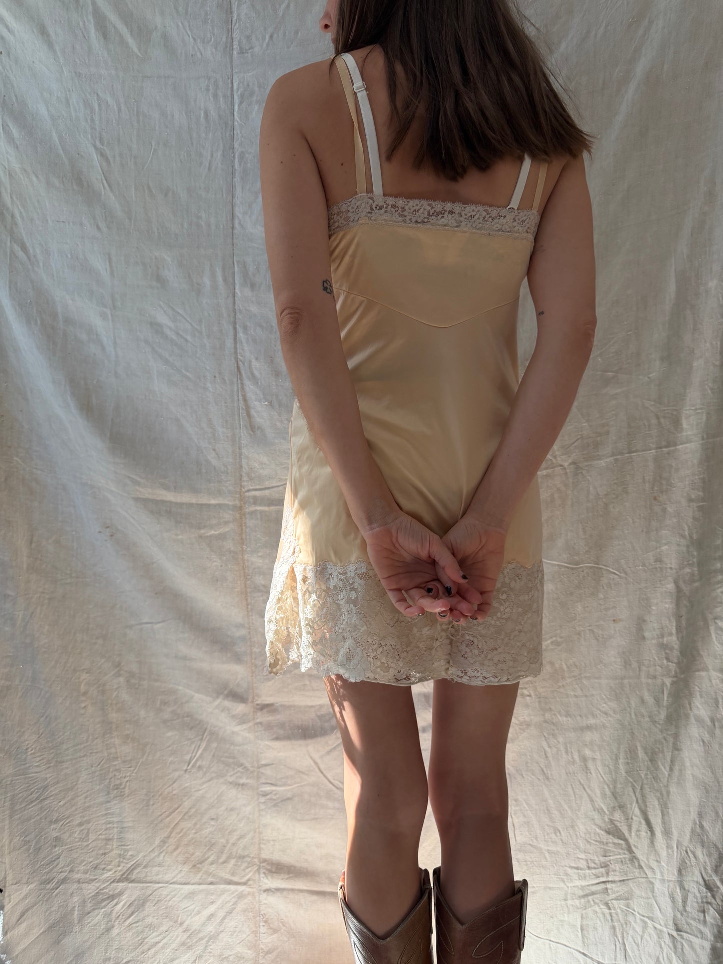 Nylon Peach Slip Dress