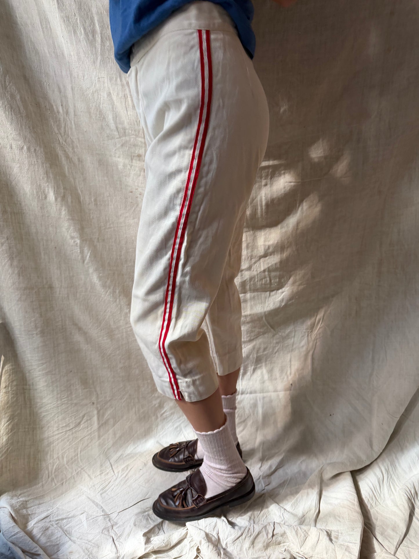 Cream + Red Striped Baseball Pants