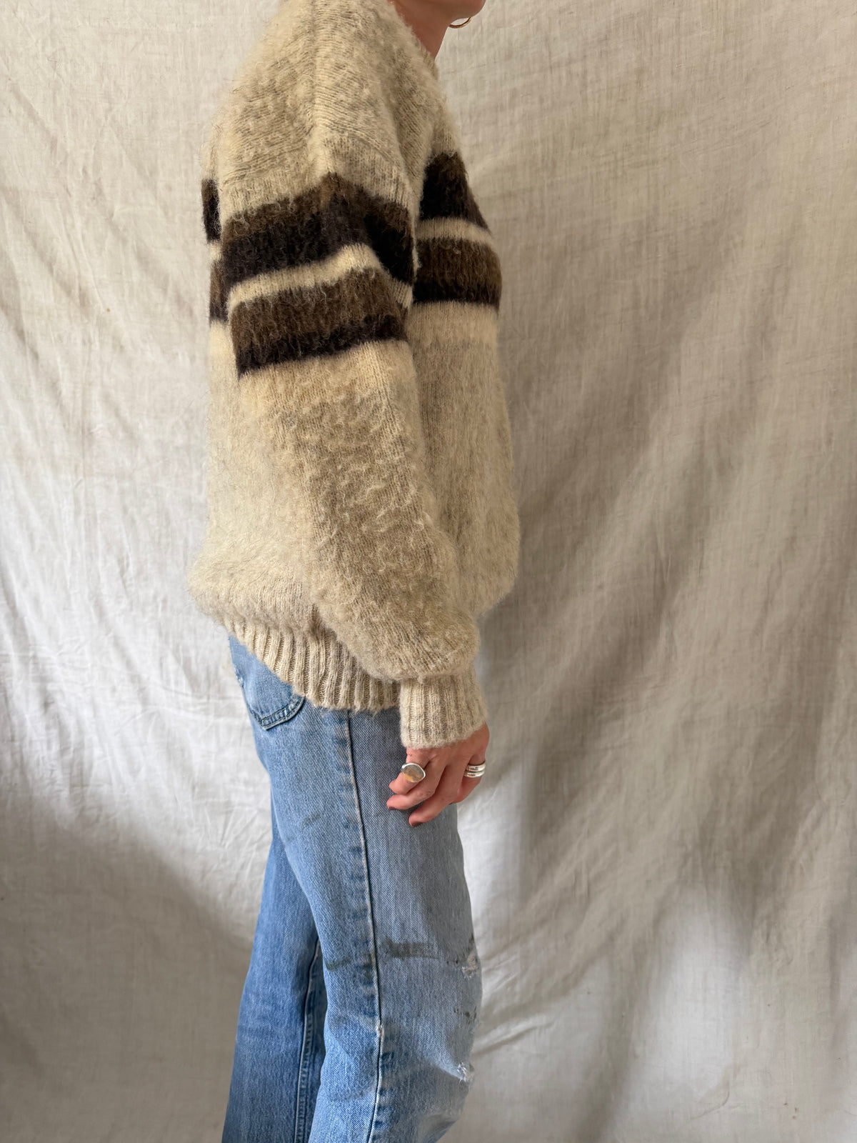 Brown and Oatmeal Striped Sweater