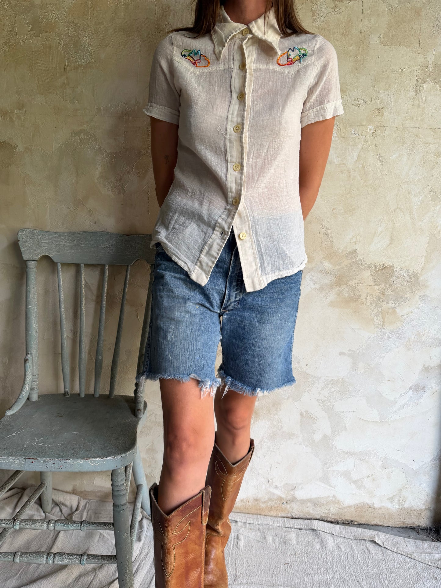 Gauzy Cotton Button Up Top