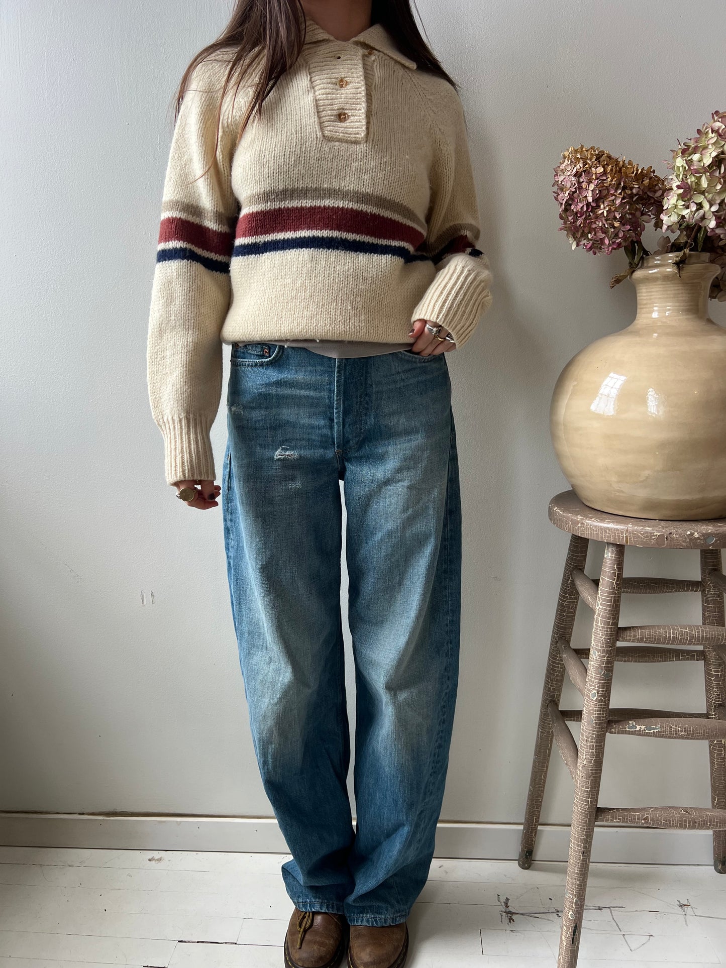 Cream Striped Sweater