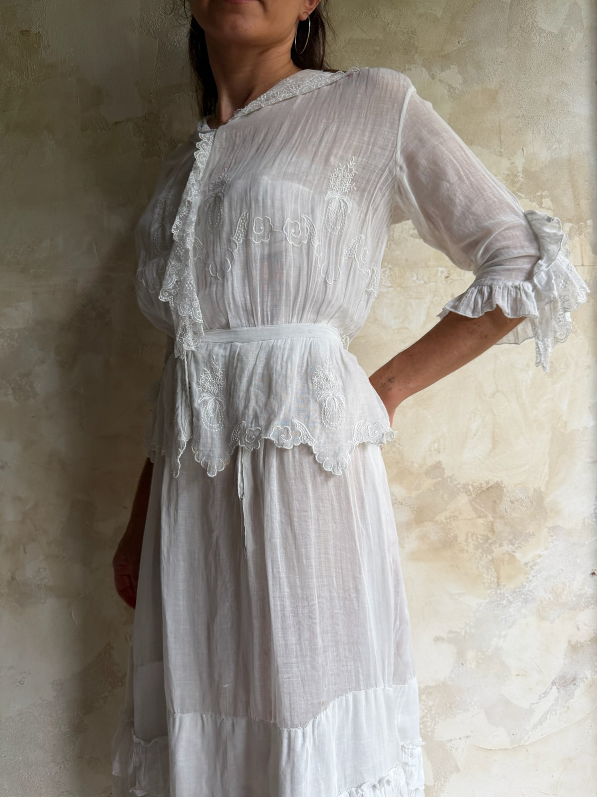 Edwardian White Ruffle Tea Dress