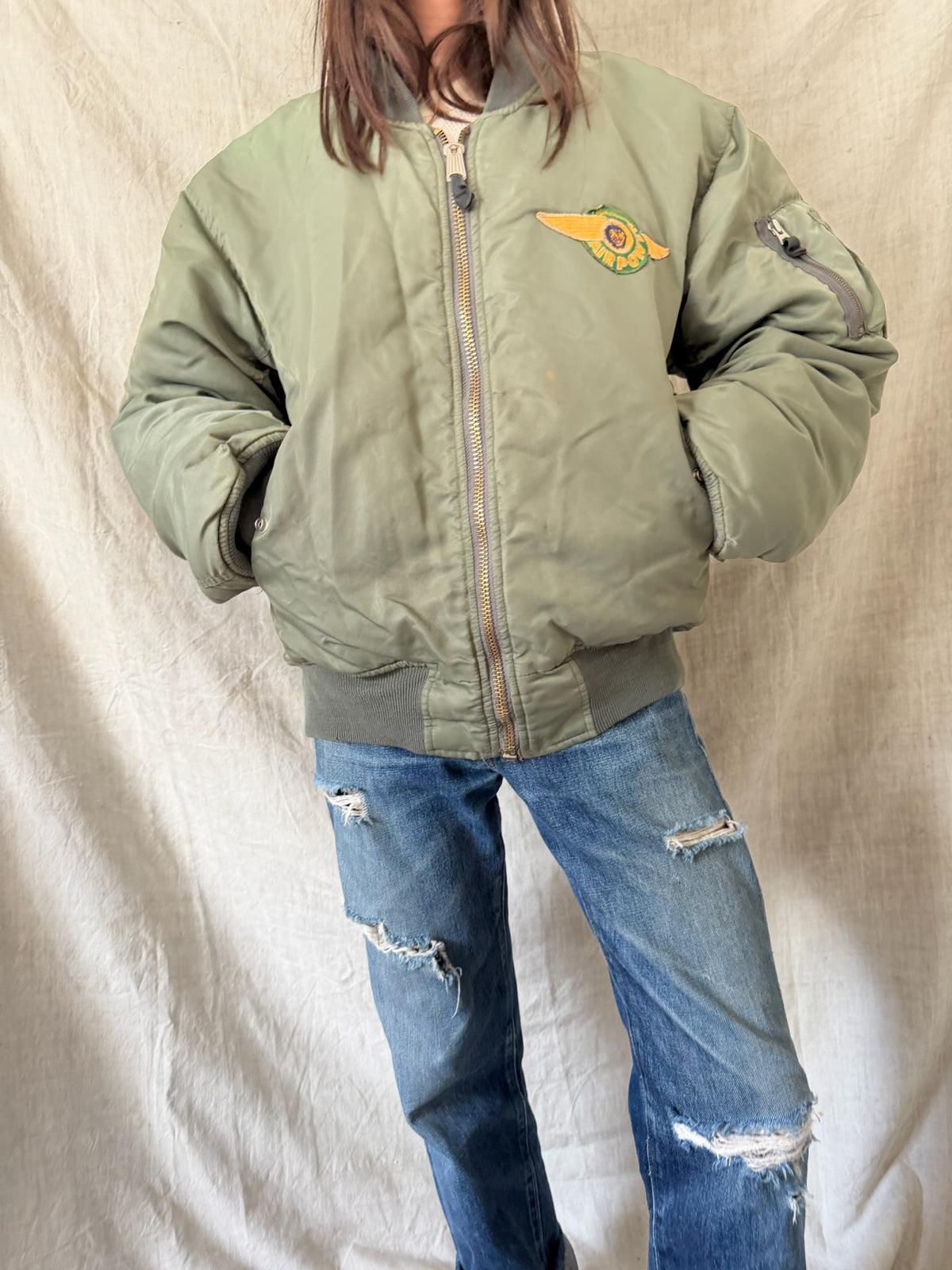 Green Aviator Bomber Jacket