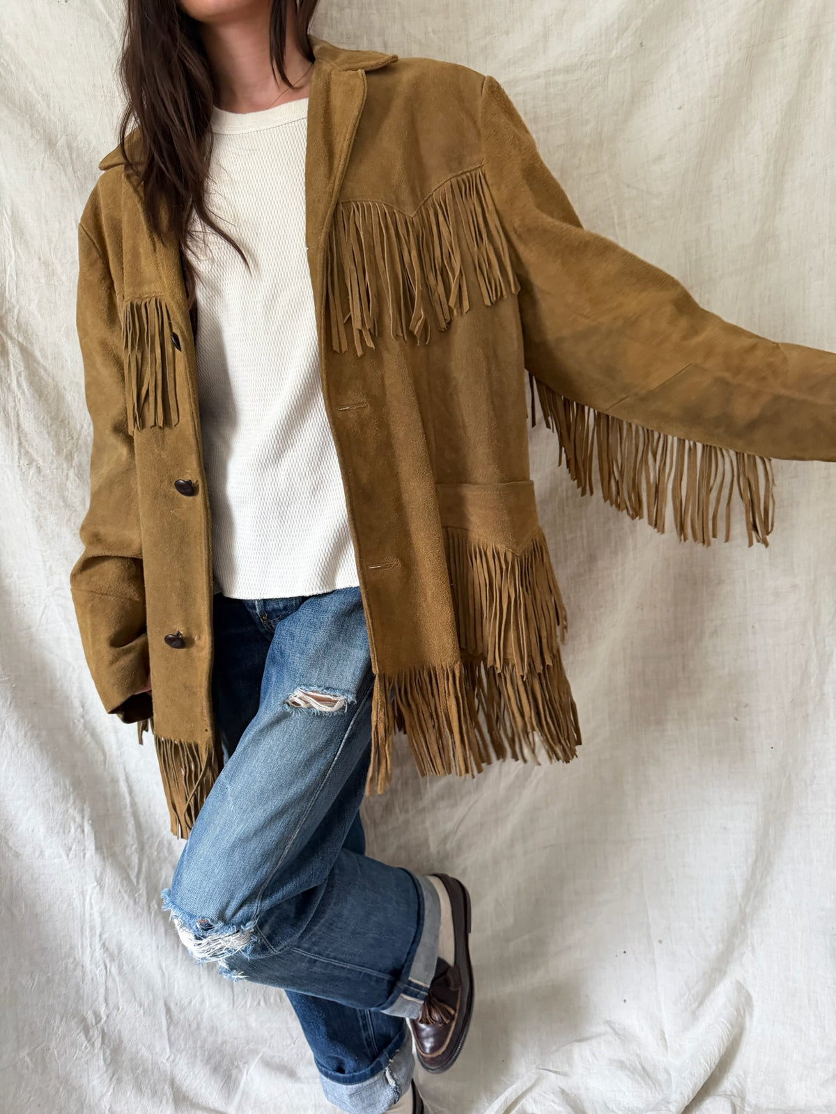 Tan Suede Fringe Jacket