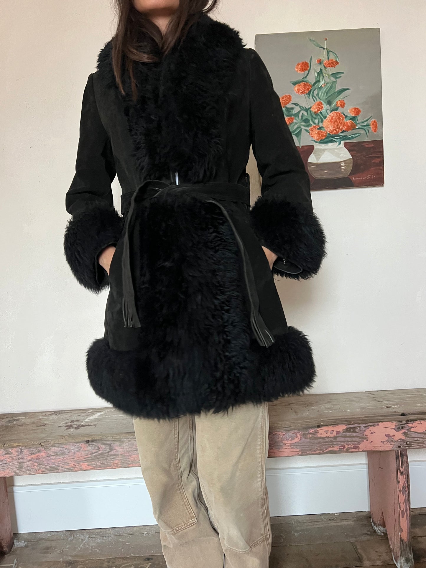 Black Suede Penny Lane Coat