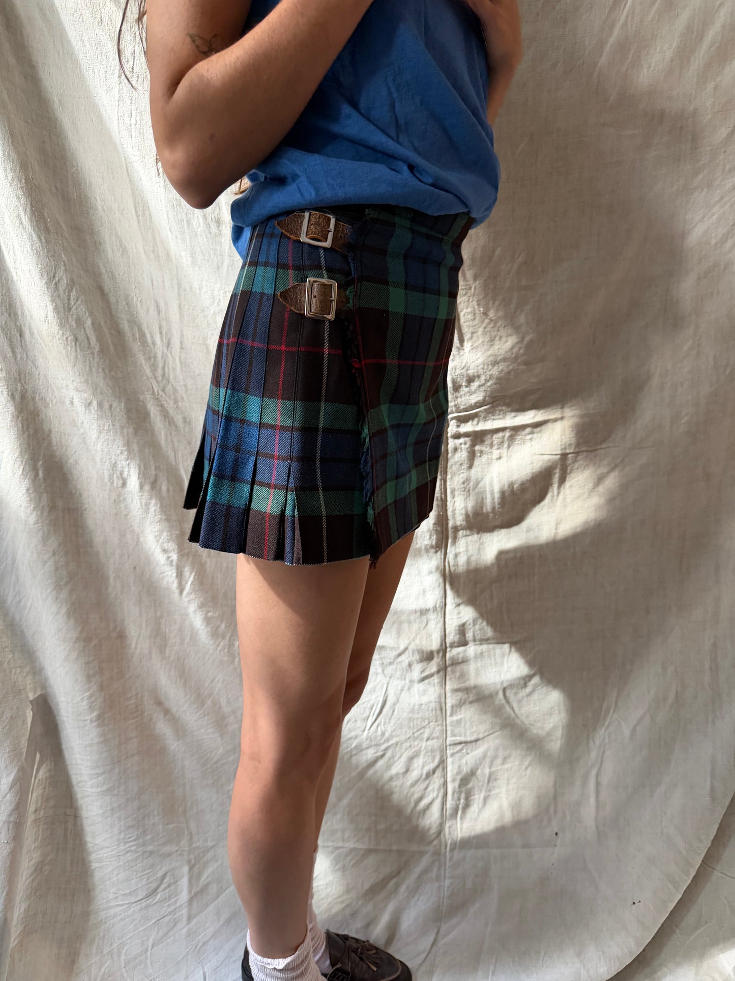 Brown Blue + Green Cropped Kilt