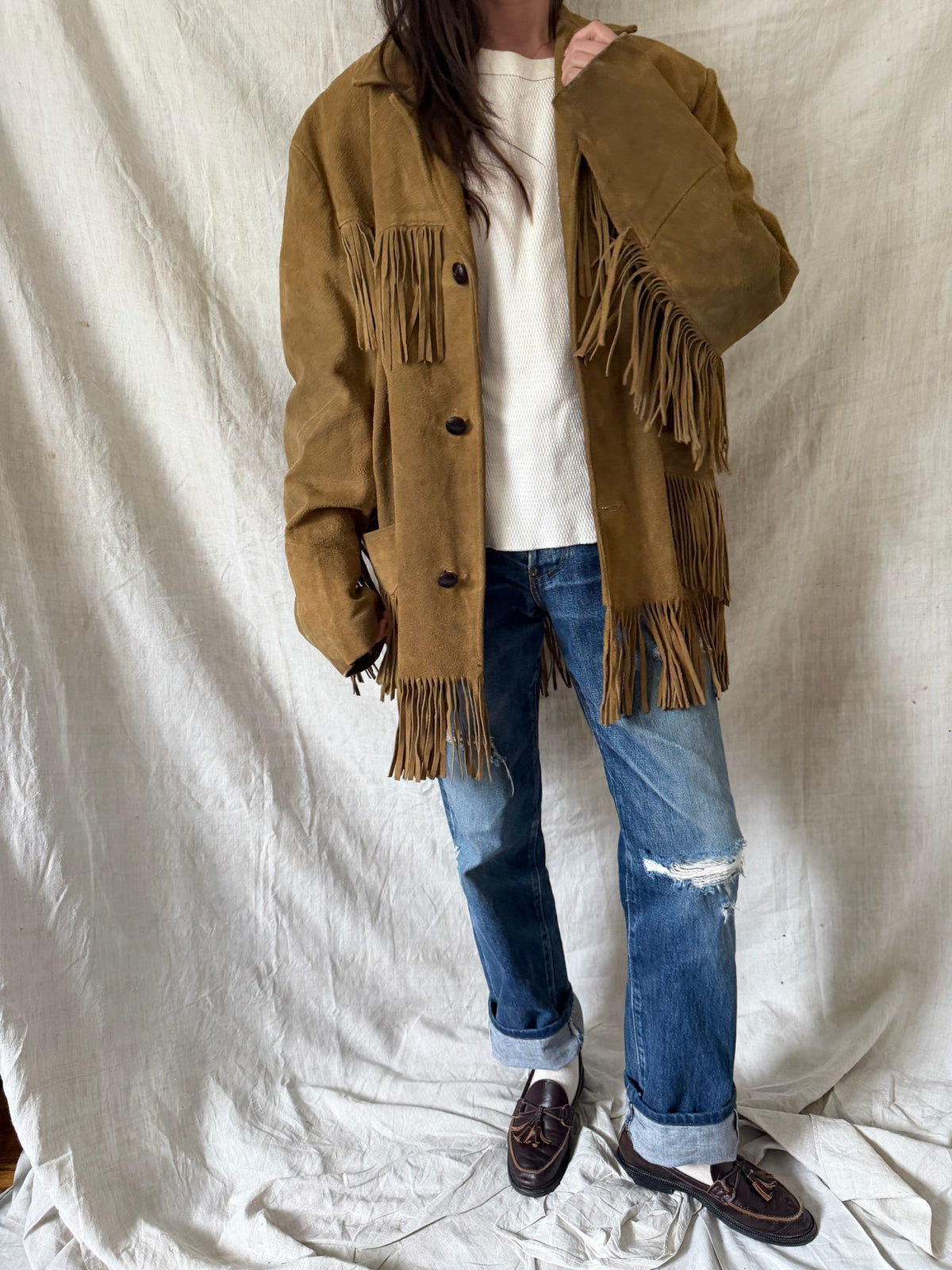 Tan Suede Fringe Jacket