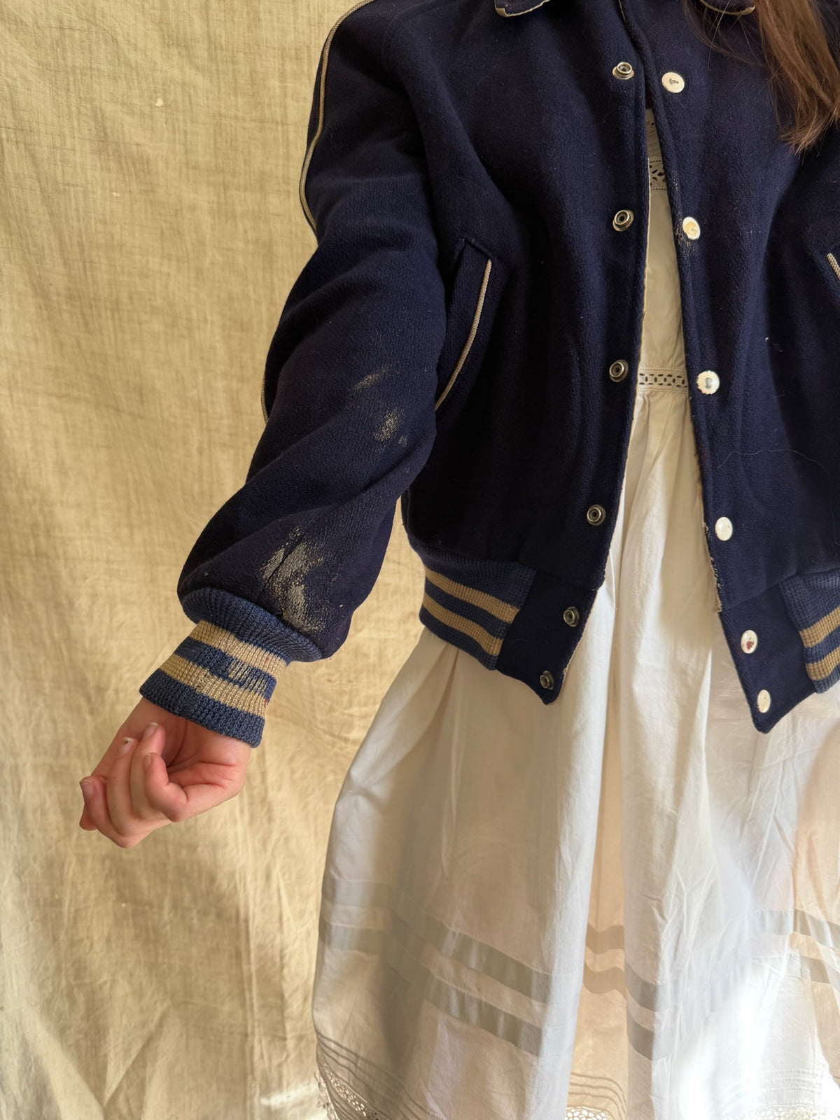 Navy Faded Blue Varsity Jacket