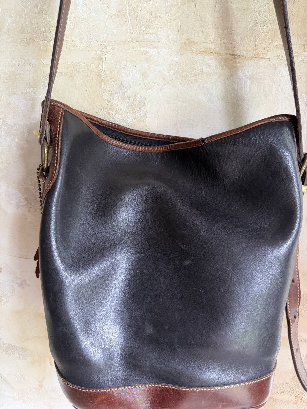 Roots Leather Bucket Bag