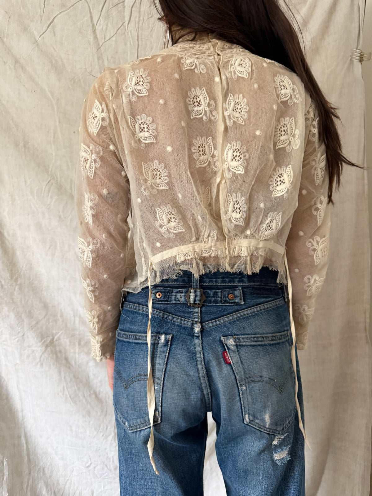 Antique Ivory Mesh Lace Blouse