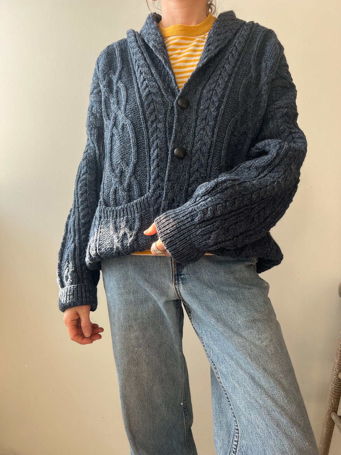 Navy Irish Wool Cardigan