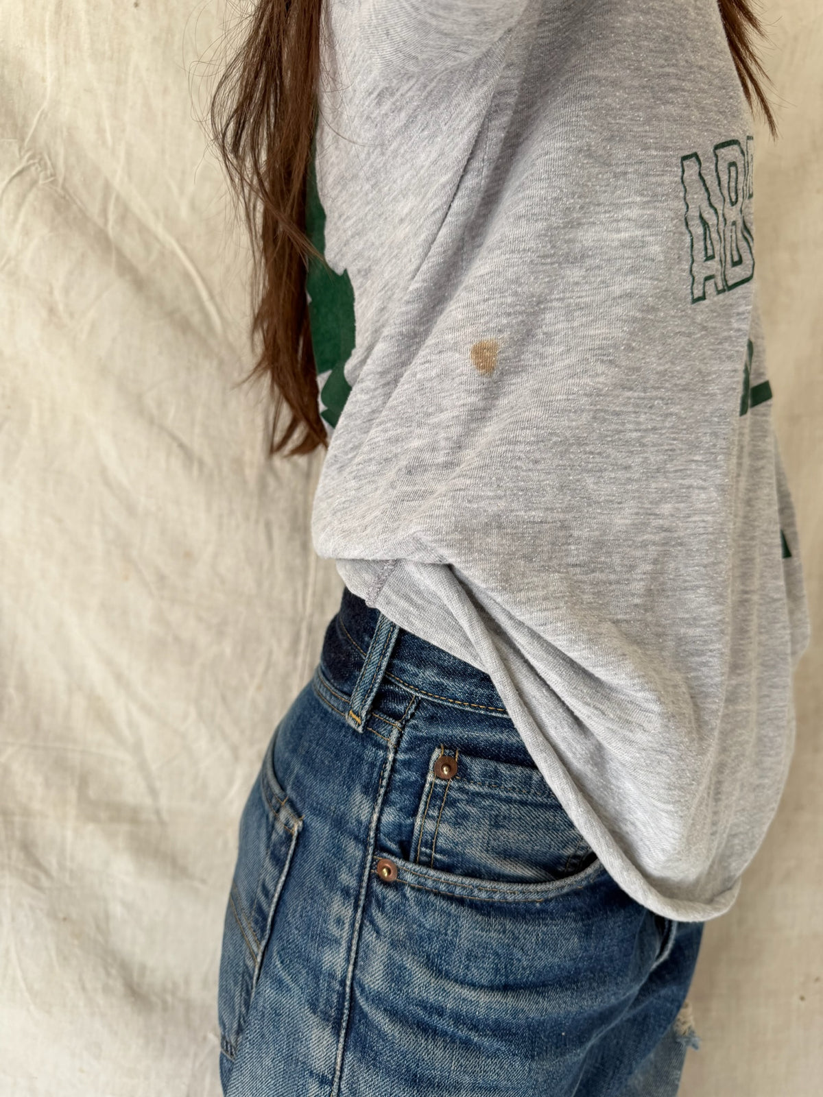 Thin Grey + Green Baseball 3/4 Length Sleeve